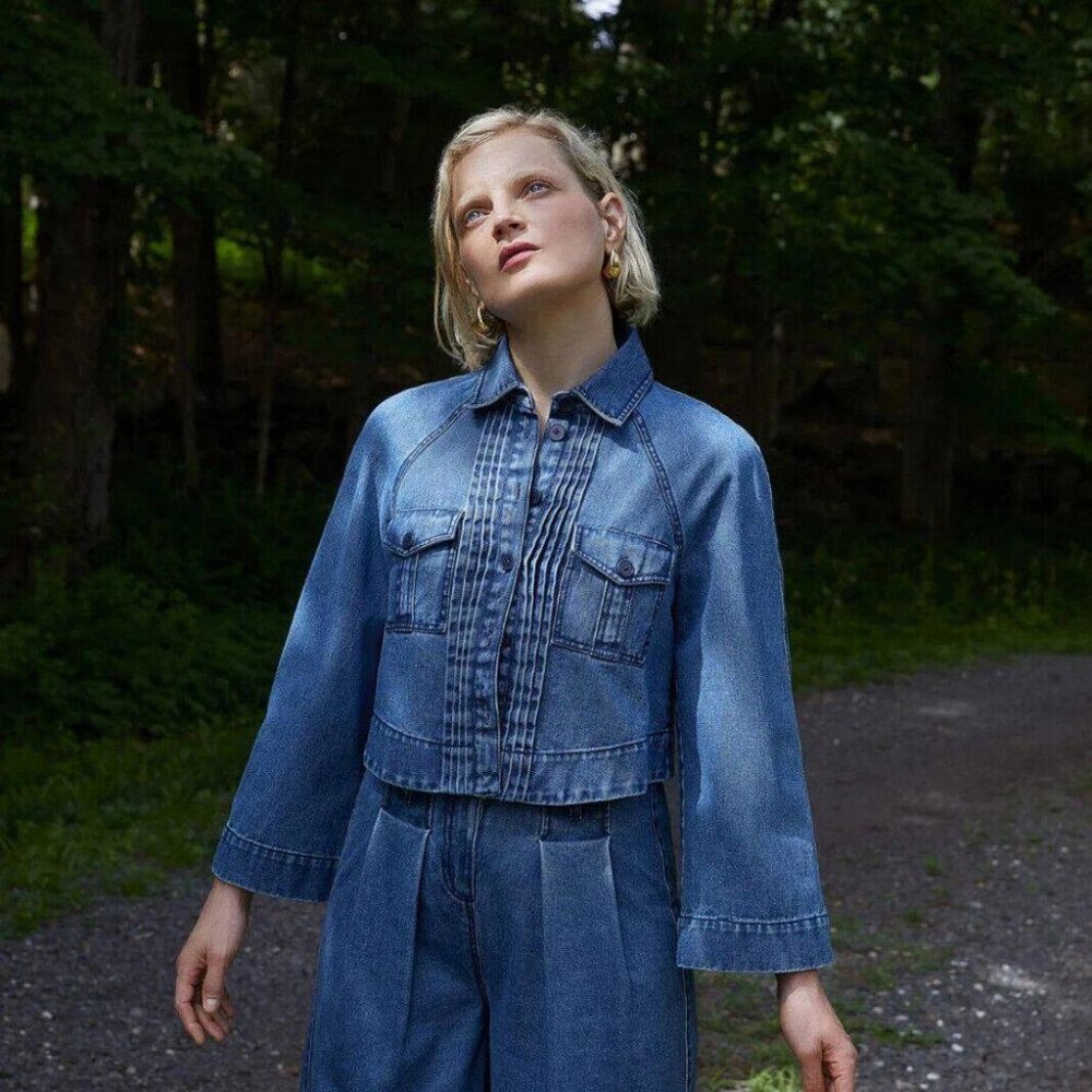 Merlette Verne Buttondown Denim Jacket Top Swing … - image 2